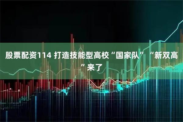 股票配资114 打造技能型高校“国家队” “新双高”来了